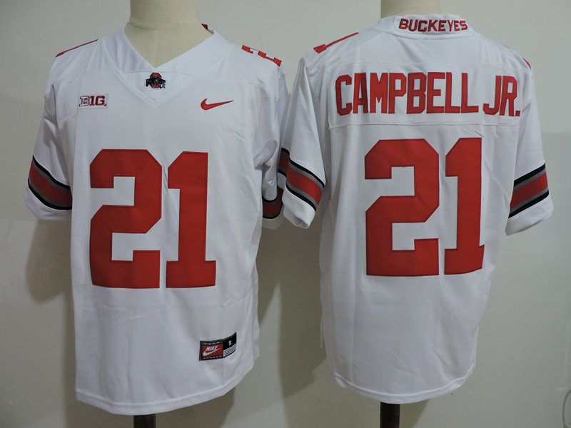Men Ohio State Buckeyes 21 Campbell jr White Nike 2025 NCAA Jersey